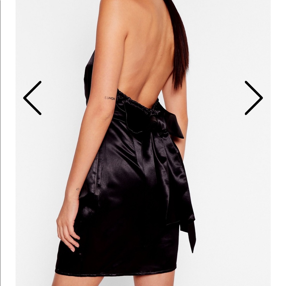 NWT Satin Halter Dress, Black